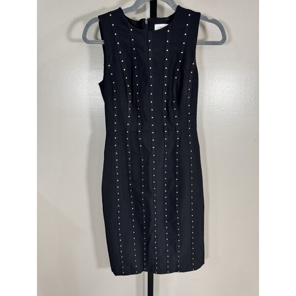 CALVIN KLEIN Black Studded Lined Pencil Dress Size 2 - Picture 1 of 6